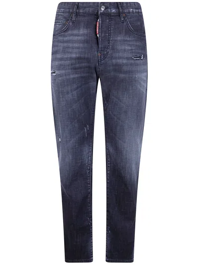 Dsquared2 Stretch Denim Sexy Twist Jeans With Paint Effect Details 17c In Black