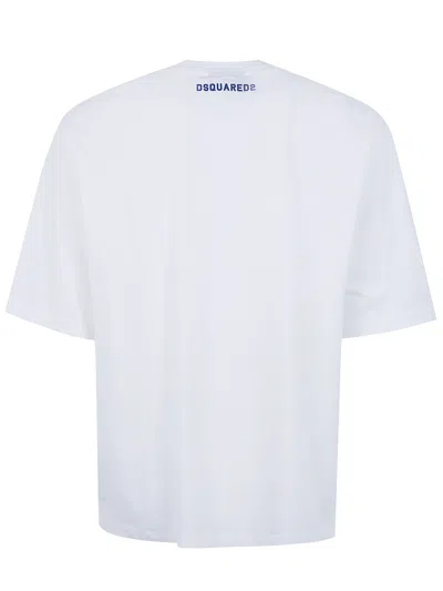 Dsquared2 Men White T-shirt With Logo Print On The Front In Cotton Man In White
