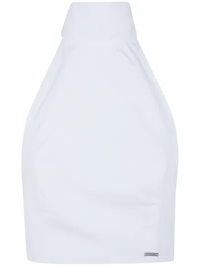 Dsquared2 Bow Detail Cropped Halterneck Sleeveless Top In White
