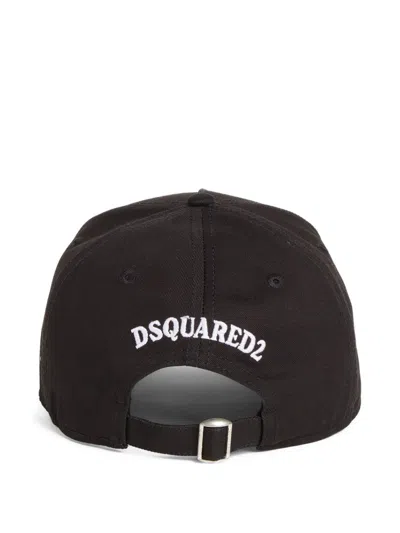 Dsquared2 Black Logo Patch Baseball Hat In Black