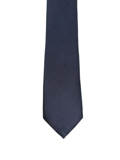 Giorgio Armani Chevron Pattern Tie Regular Width Textured In Blue