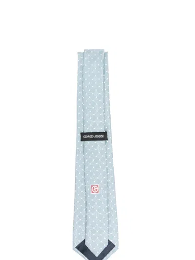 Giorgio Armani Slim Patterned Tie Featuring Pointed Tip In Blue