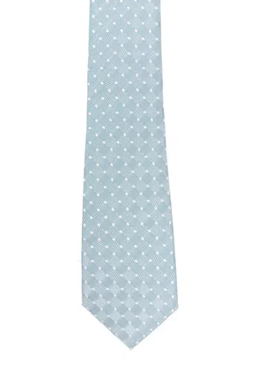 Giorgio Armani Slim Patterned Tie Featuring Pointed Tip In Blue