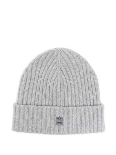 Givenchy Beanie Ribbed Texture Turn Up Brim Design In Gray