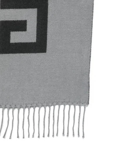 Givenchy Rectangular Scarf Soft Drape Fringed Edges In Gray