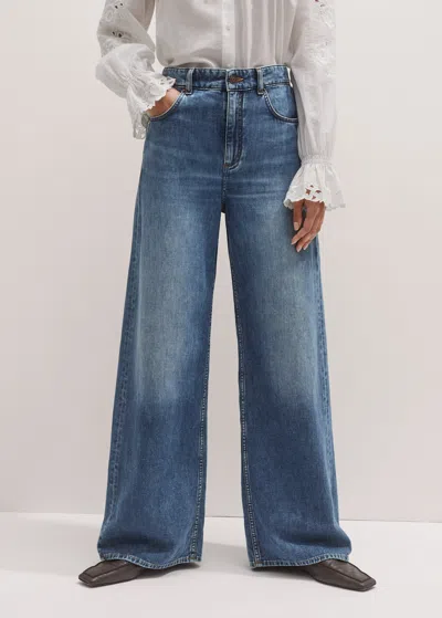 Me+em Distressed Ultimate Wide-leg Jean Authentic Blue