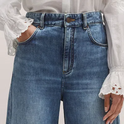 Me+em Distressed Ultimate Wide-leg Jean Authentic Blue