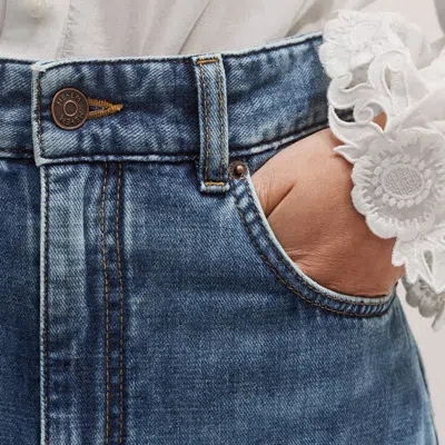 Me+em Distressed Ultimate Wide-leg Jean Authentic Blue