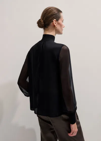 Me+em Silk Chic Rib Straight Blouse Black