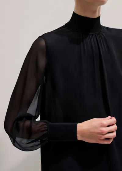 Me+em Silk Chic Rib Straight Blouse Black