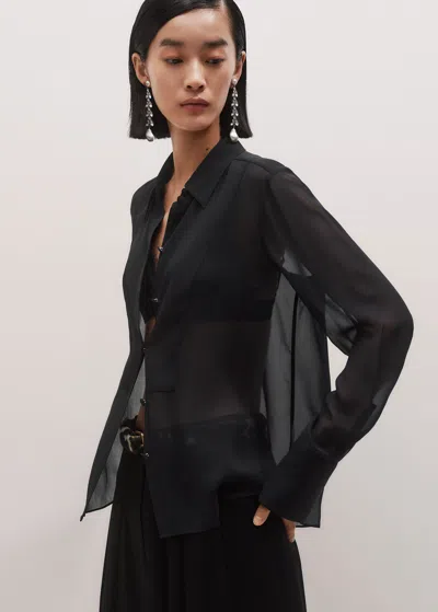 Me+em Evening Sheer Silk Blouse Black
