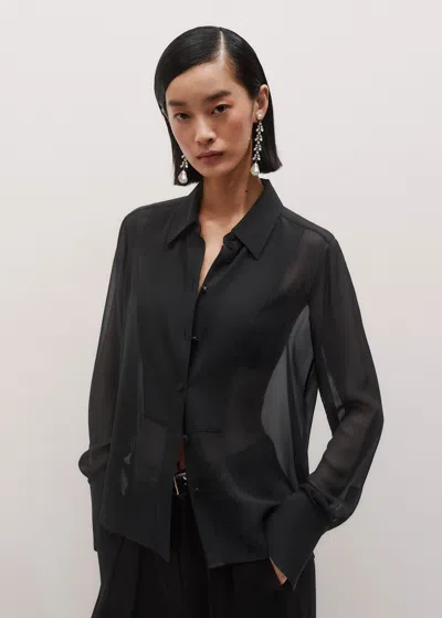 Me+em Evening Sheer Silk Blouse Black