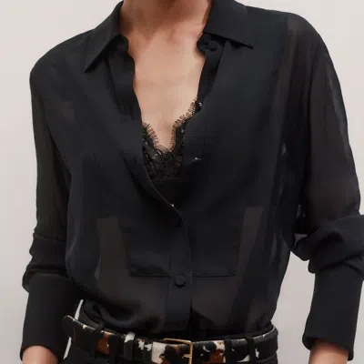 Me+em Evening Sheer Silk Blouse Black