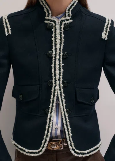 Me+em Bold Braid Short Fitted Jacket Navy In Blue