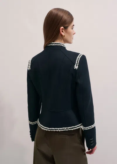 Me+em Bold Braid Short Fitted Jacket Navy In Blue