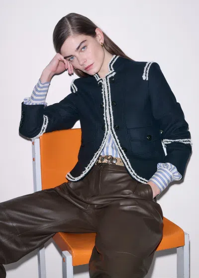 Me+em Bold Braid Short Fitted Jacket Navy In Blue