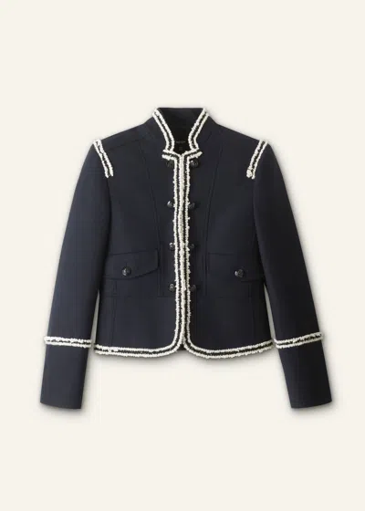 Me+em Bold Braid Short Fitted Jacket Navy In Blue