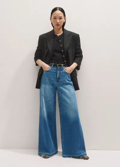Me+em Distressed Ultimate Wide-leg Jean Authentic Blue
