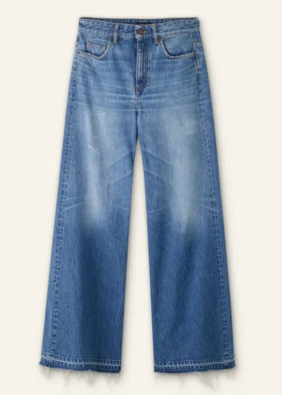 Me+em Distressed Ultimate Wide-leg Jean Authentic Blue
