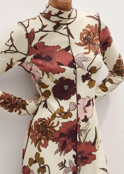 Me+em High Neck Jersey Maxi Dress Cream Multi