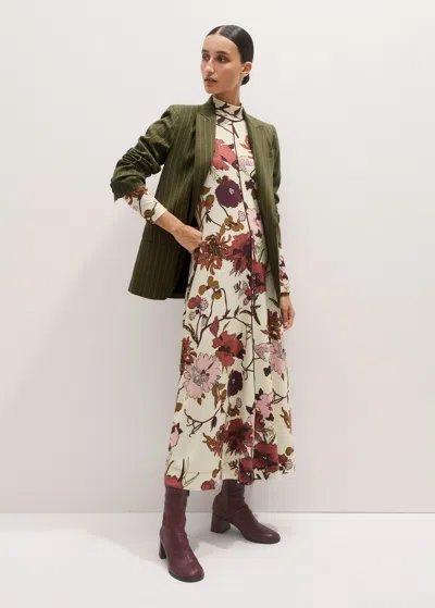 Me+em High Neck Jersey Maxi Dress Cream Multi