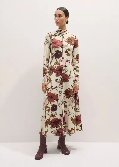 Me+em High Neck Jersey Maxi Dress Cream Multi