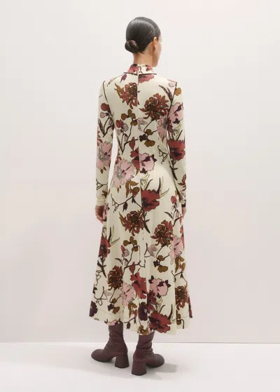 Me+em High Neck Jersey Maxi Dress Cream Multi