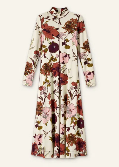 Me+em High Neck Jersey Maxi Dress Cream Multi