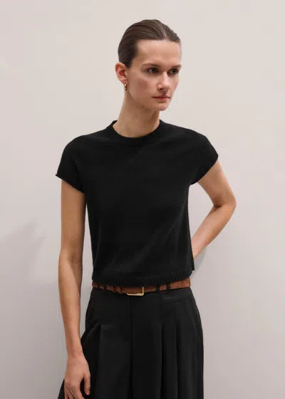 Me+em Cashmere Shrunken Baby T-shirt In Black