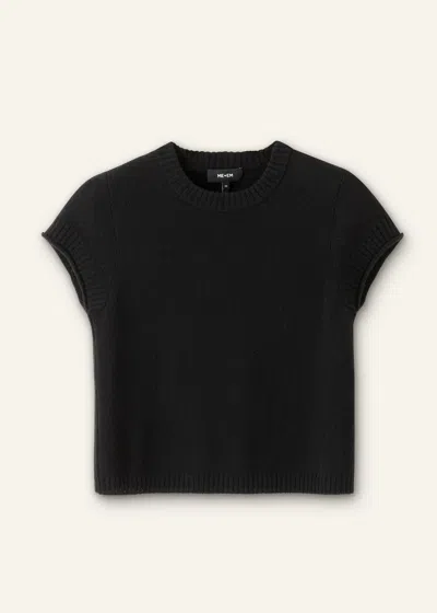 Me+em Cashmere Shrunken Baby T-shirt In Black