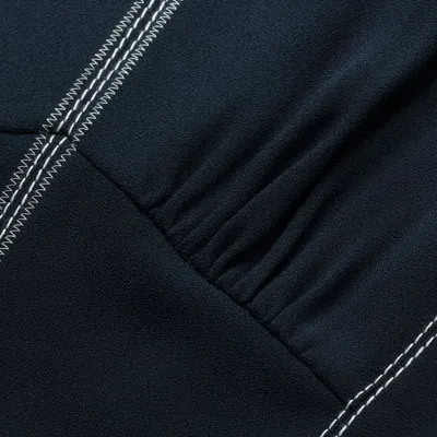 Me+em Contrast Stitch Midi Dress Navy In Blue