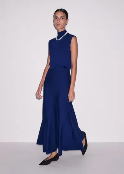 Me+em High Neck Knit Maxi Dress + Layering Top Jewel Blue