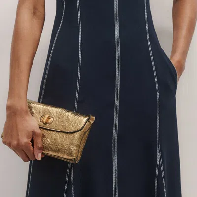 Me+em Contrast Stitch Midi Dress Navy In Blue
