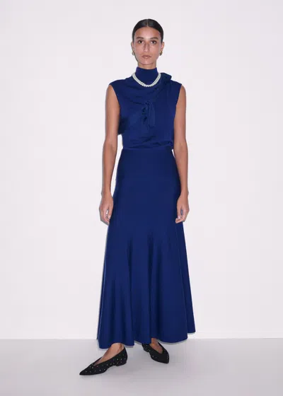 Me+em High Neck Knit Maxi Dress + Layering Top Jewel Blue