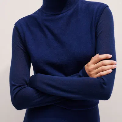 Me+em High Neck Knit Maxi Dress + Layering Top Jewel Blue