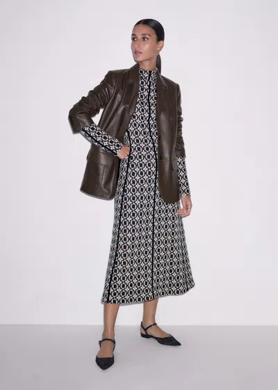 Me+em Graphic Jacquard Fit And Flare Midi Dress Navy Multi