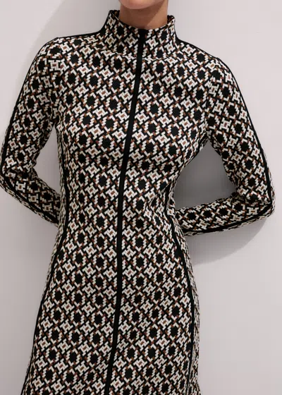 Me+em Graphic Jacquard Fit And Flare Midi Dress Navy Multi