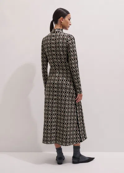 Me+em Graphic Jacquard Fit And Flare Midi Dress Navy Multi