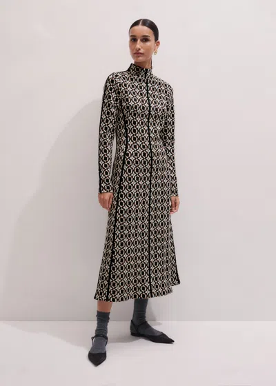 Me+em Graphic Jacquard Fit And Flare Midi Dress Navy Multi