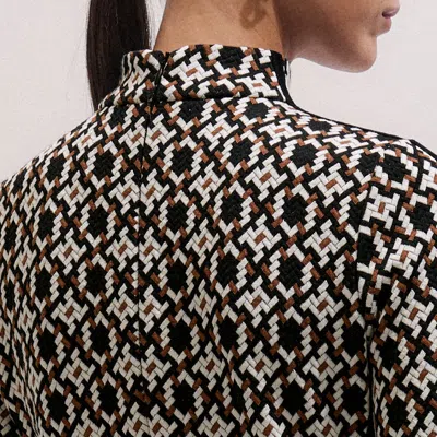 Me+em Graphic Jacquard Fit And Flare Midi Dress Navy Multi