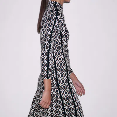 Me+em Graphic Jacquard Fit And Flare Midi Dress Navy Multi