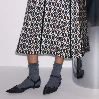 Me+em Graphic Jacquard Fit And Flare Midi Dress Navy Multi