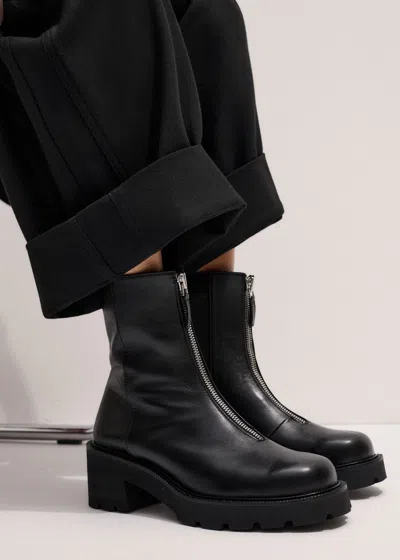Me+em Zip Front Boot Black In Black