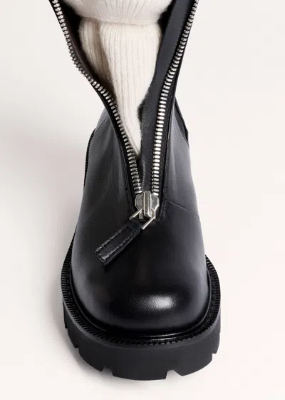 Me+em Zip Front Boot Black In Black