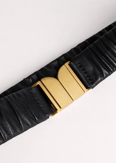 Me+em Ruched Elasticated Belt Black In Black
