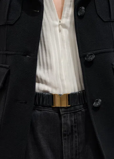 Me+em Ruched Elasticated Belt Black In Black