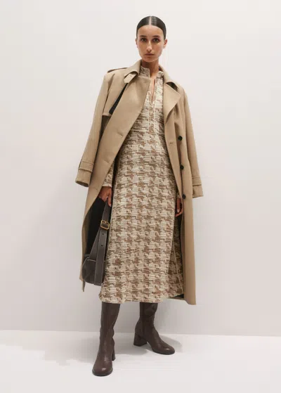 Me+em Travel Tweed Midi Dress Camel/ivory In Multi