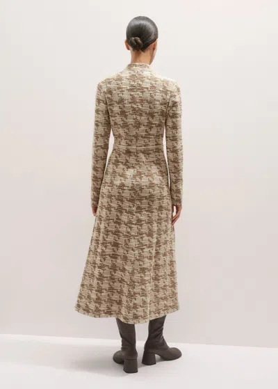 Me+em Travel Tweed Midi Dress Camel/ivory In Multi