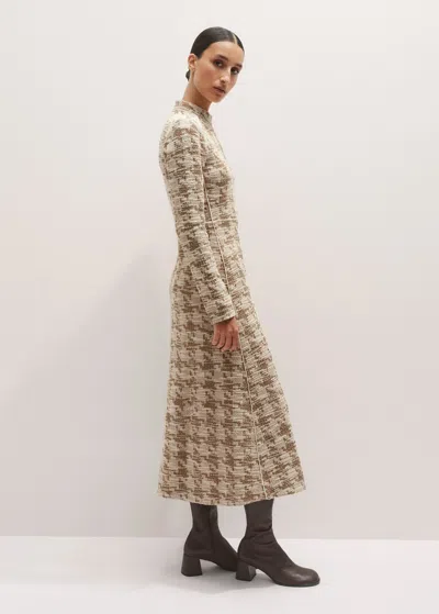 Me+em Travel Tweed Midi Dress Camel/ivory In Multi