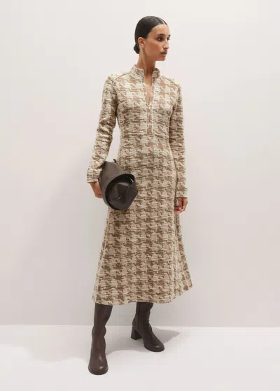 Me+em Travel Tweed Midi Dress Camel/ivory In Multi